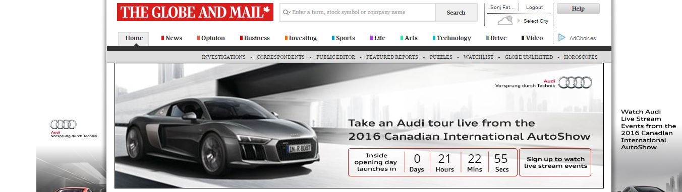 The Globe Live Streams Audi S Opening Act Media In Canada